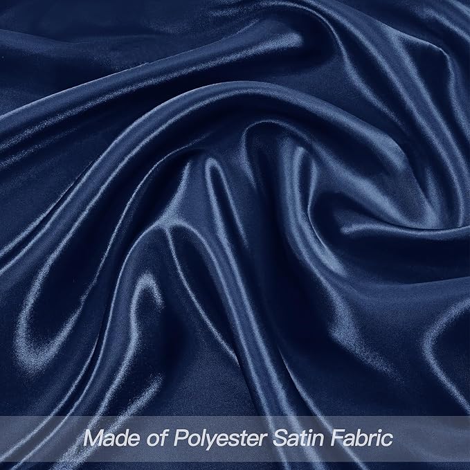P Pothuiny 12 Pcs Navy Blue Satin Napkins 17 x 17 Inch, Satin Cloth Napkins | - Image 3