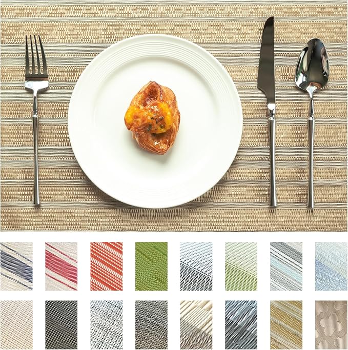 Placemats Set of 8 Vinyl/Plastic Woven Place Mats by Unknown