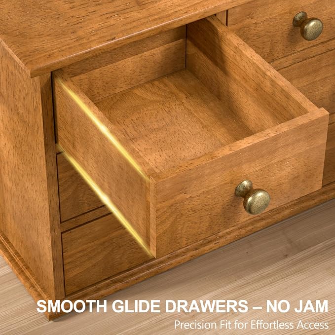 Oak Desk Organizer with Drawers, Durable Wooden Desktop Storage Box | 5 Drawer - Image 6