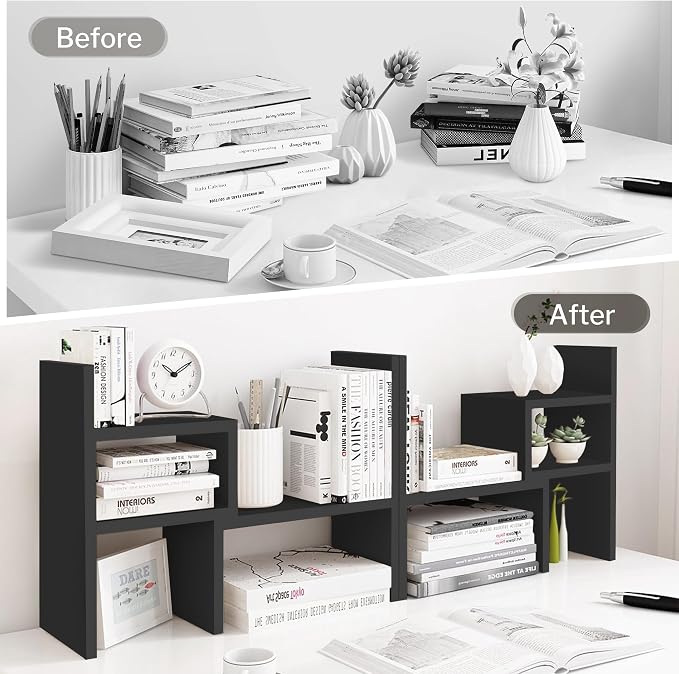 Jerry & Maggie Adjustable Rotatable Wood Desktop Display Shelf Black | Wooden - Image 5