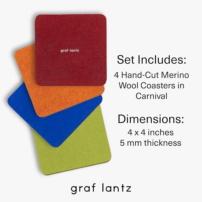 Graf Lantz - Bierfilzl Merino Wool Square Coasters Set of 4 - Carnival - - Image 4