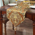 Deluxe Embroidered Table Runner 84" Caramel Retro Chenille Jacquard Cloths | by HeMiaor