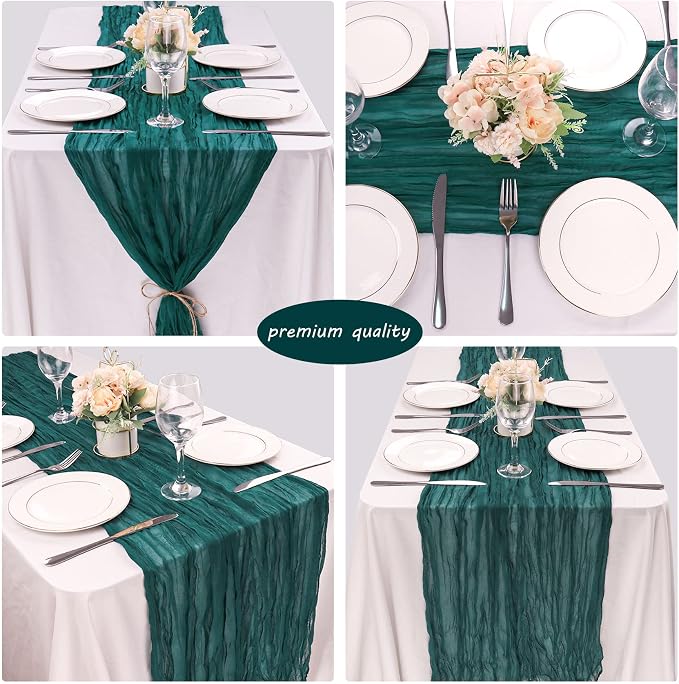 Fivenl 12 Pack Dark Teal Boho Rustic Cheesecloth Table Runner 35x72 Inch - Image 5