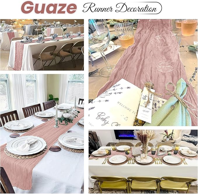 4 Pack Dusty Pink Cheesecloth Table Runner 20 x 120 inch Gauze Table Runners 10 - Image 4