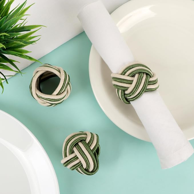 ALPHA Living HOME Modern Woven Napkin Rings Set of 12 - Image 8