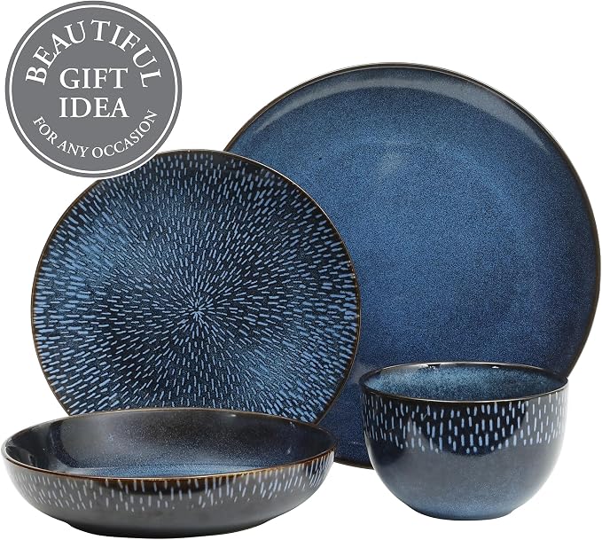 Gibson Elite Matisse 16-Piece Dinnerware Set – Double Bowl Reactive Glaze - Image 4