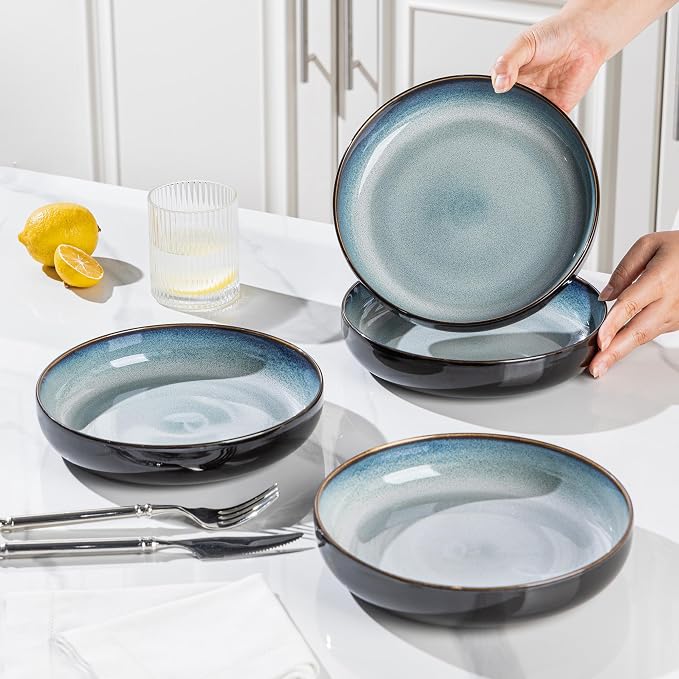LERATIO 8.5" Ceramic Pasta Bowls Set of 4, 38oz Large Stoneware Bowls Set | - Image 5