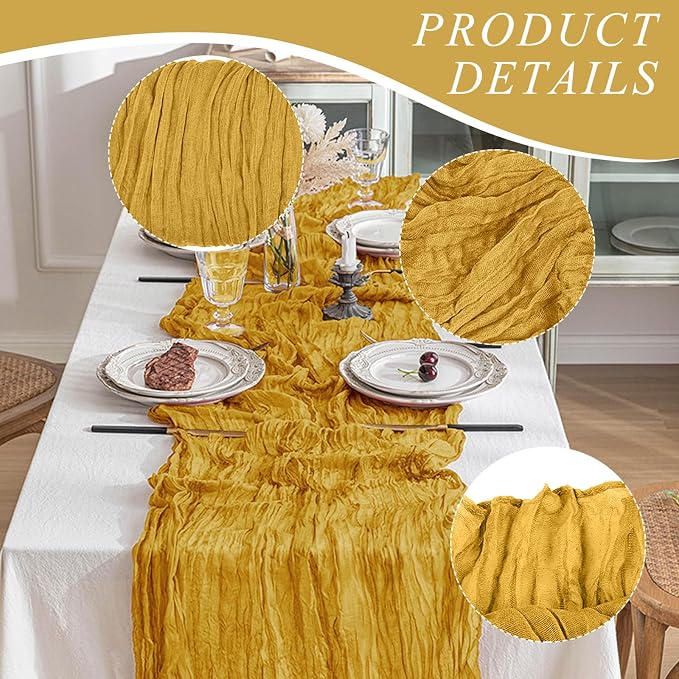 1 Pack Cheesecloth Table Runner 10Ft Christmas Gauze Boho Table Runners - Image 3