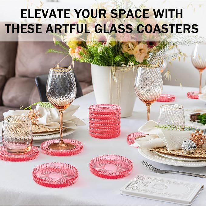 Modern Clear Glass Coasters Set of 8, Cute Coasters Table Mats - Image 7