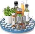 Blue and White Checkerboard Lazy Susan by AMH