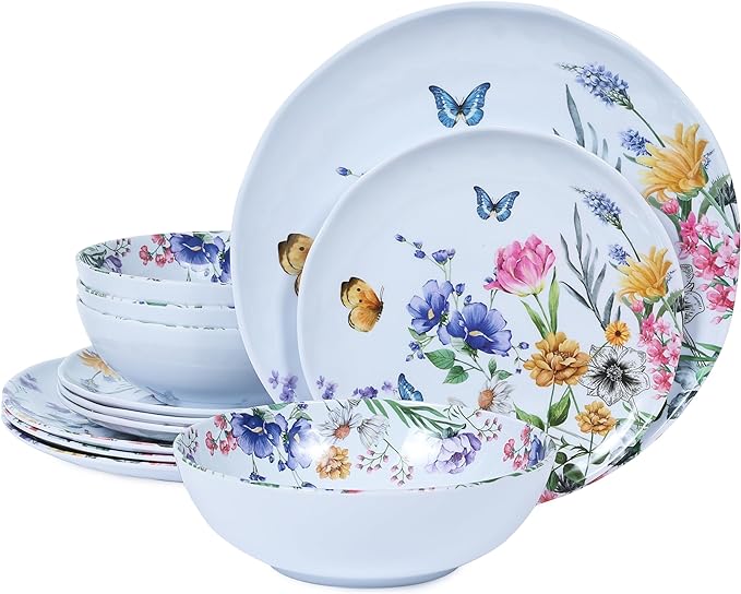 12 Piece Melamine Dinnerware Sets by LECHOO