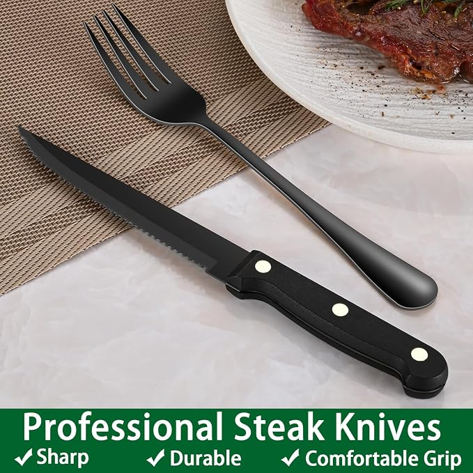 24-Piece Black Silverware Set - Image 4