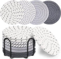 8 Pcs Drink Coasters with Holder, 4 Colors Absorbent Coasters, Minimalist by Mckanti