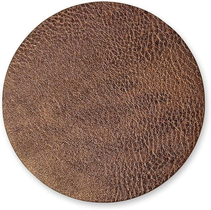 Set of 8 Morgan Faux Leather 4 Inch Round Coasters, Heat & Water Absorbent - Image 3