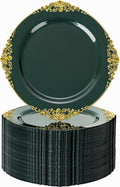 Nervure 100Pcs 7.5'' Green Plastic Plates, Disposable Plates by Nervure