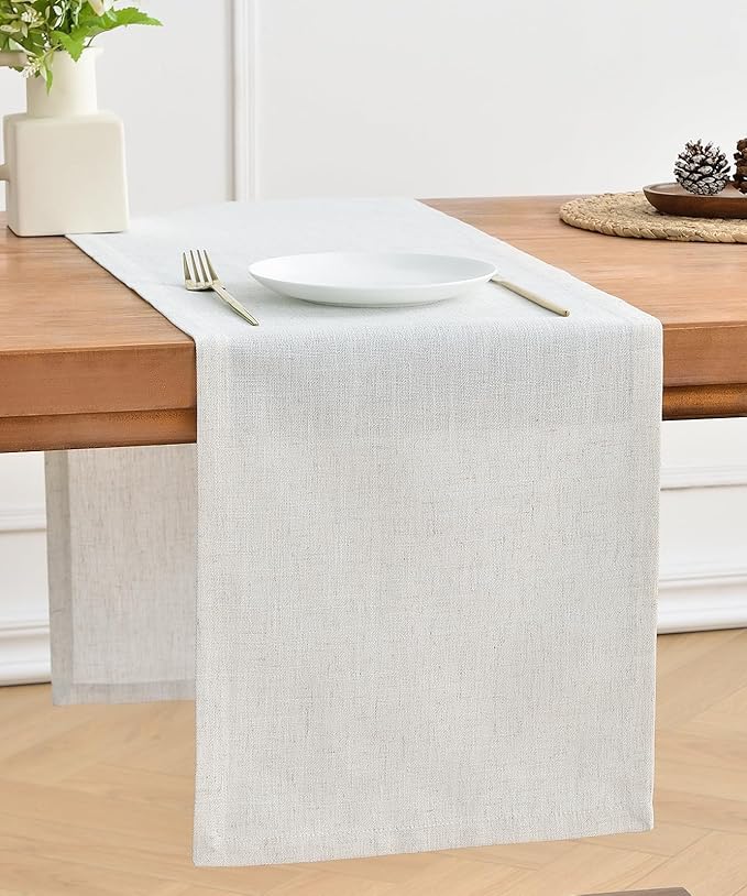 Wracra Linen Table Runner, Burlap Cream Table Runners 36 Inches Long | Rich by Wracra