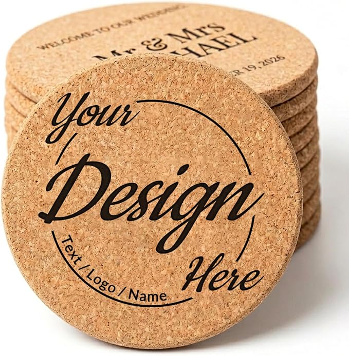 Personalized Cork Coasters – Custom Drink Coasters by Qansean