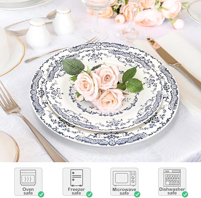 Salad Plates, Ceramic Plates Set of 6, Kitchen Plates Microwave Safe, 8.5 Inch - Image 3