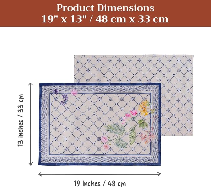 Maison d' Hermine Placemats Set of 4 Reusable 100% Cotton | Cloth Place Mats - Image 7