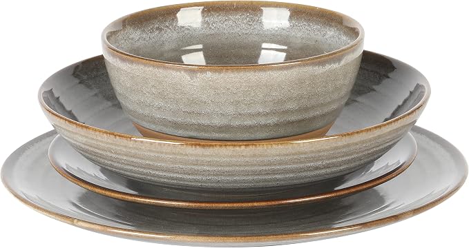 Gibson Elite Dreamweaver Double Bowl Terracotta Reactive Dinnerware Set - Image 4
