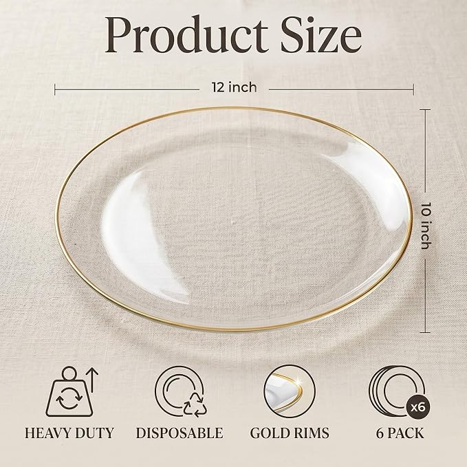 6-Pack Clear and Gold Plastic Serving Trays - Image 3