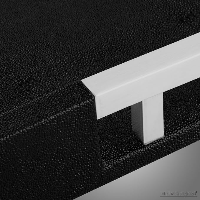Modern Elegant 17.5"x12" Black Rectangle Shagreen Faux Leather Decorative Tray - Image 6