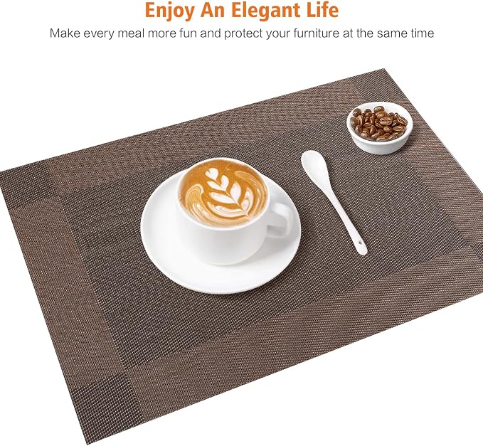 Placemats Set of 12, Vinyl PVC Heat Resistant Washable Placemats Set, Non Slip - Image 6