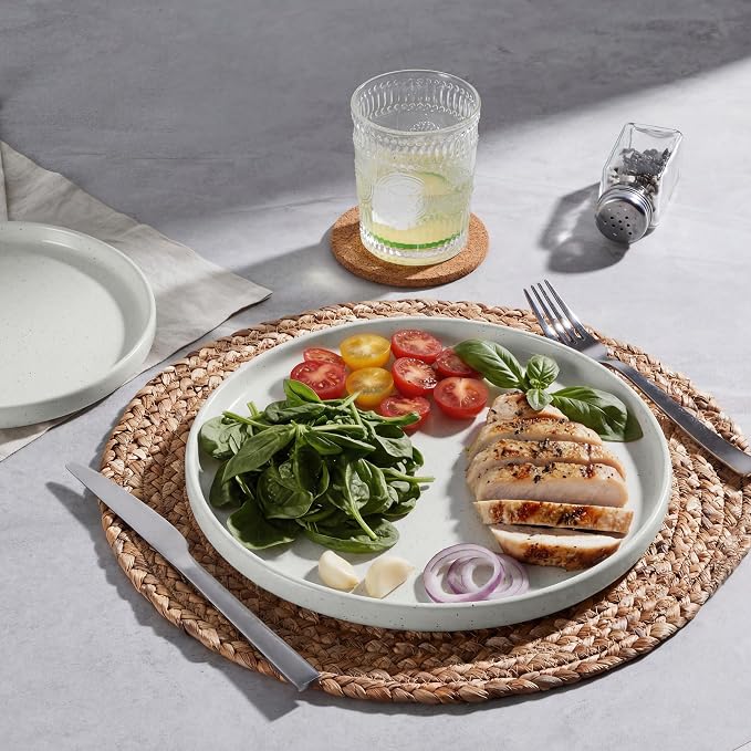 E-far White Dinner Plates Set of 6, 10.5 Inch Stoneware Dinner Plate | - Image 7