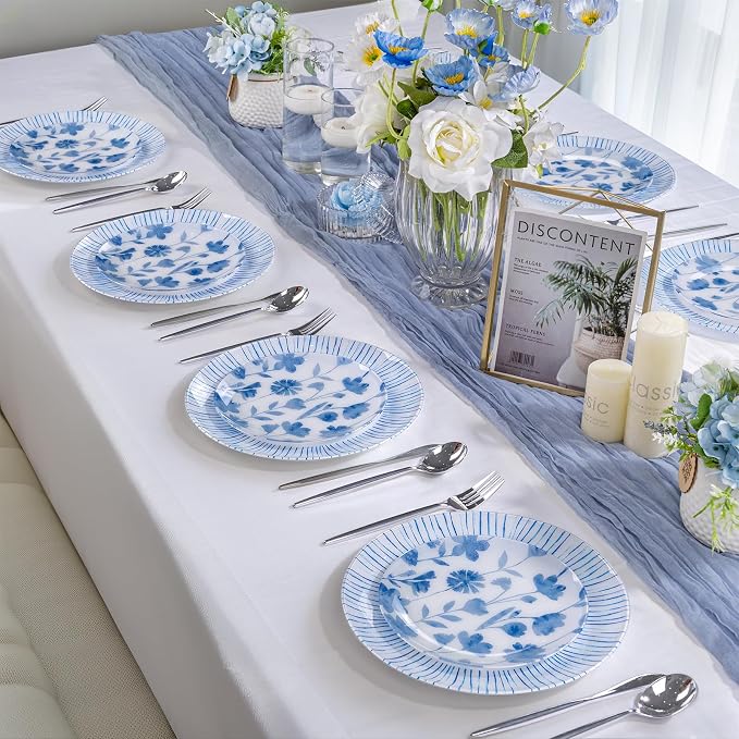 U-QE 50Pcs Blue Plastic Plates - Image 3