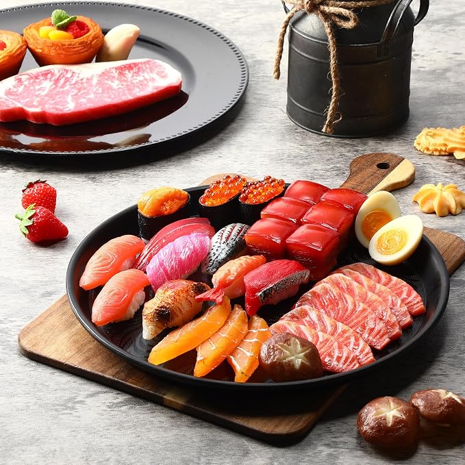 Zopeal 8 Pcs 12 Inch Round Restaurant Serving Trays Non Slip Surface Black - Image 7