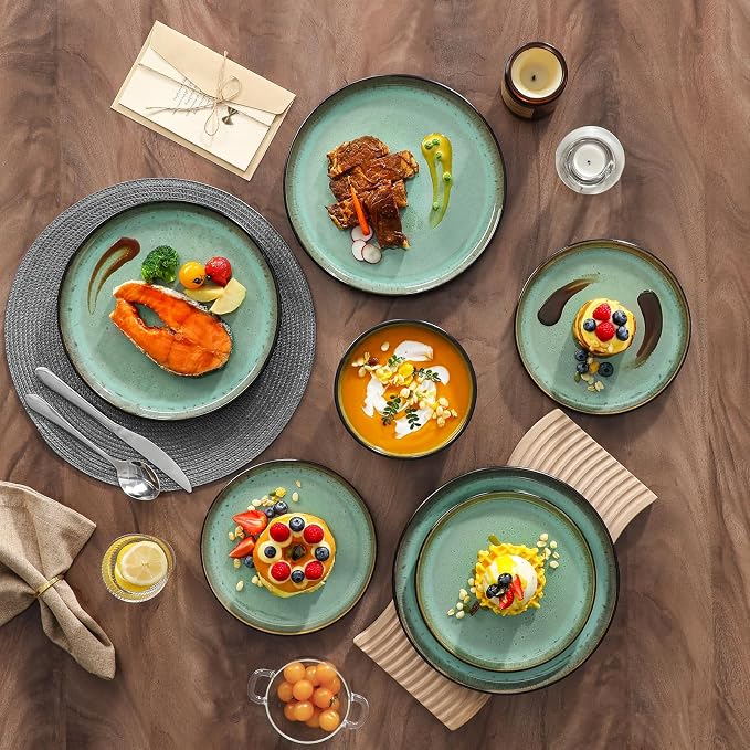 vancasso Plates and Bowls Sets, 24 Pieces Stoneware Dinnerware Sets - Image 2