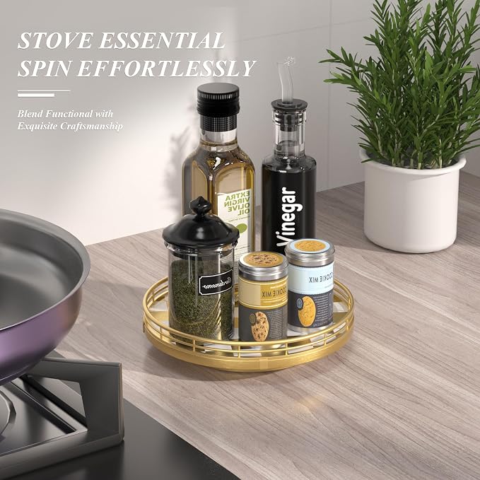 9-Inch Gold Lazy Susan Spice Organizer - Image 4