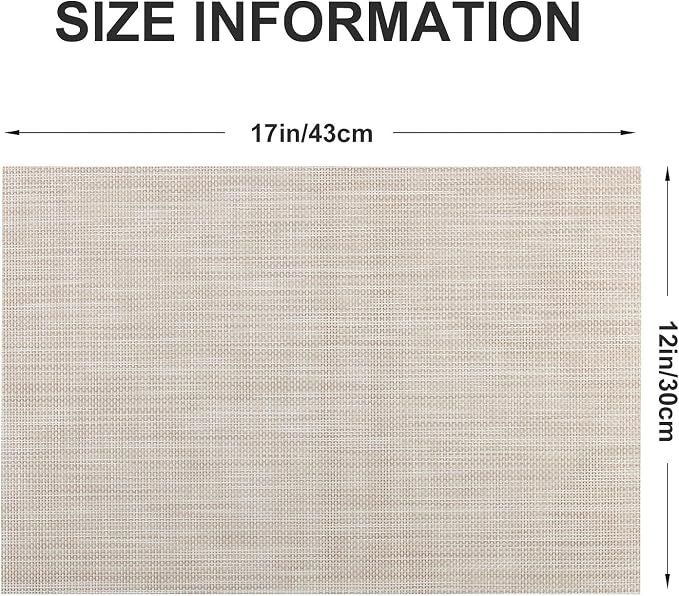 Vinyl Placemats Set of 6, PVC Woven Washable Non-Slip Table Mats, Heat - Image 2
