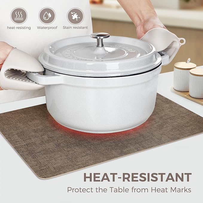 NCUE Vinyl Placemats Set of 4, Heat Resistant, Nonslip Faux Leather Waterproof - Image 2