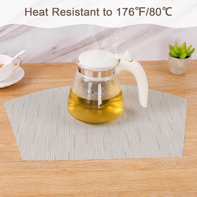 SHACOS Wedge Placemats for Small Round Table Set of 4 Woven Vinyl PVC Placemats - Image 6