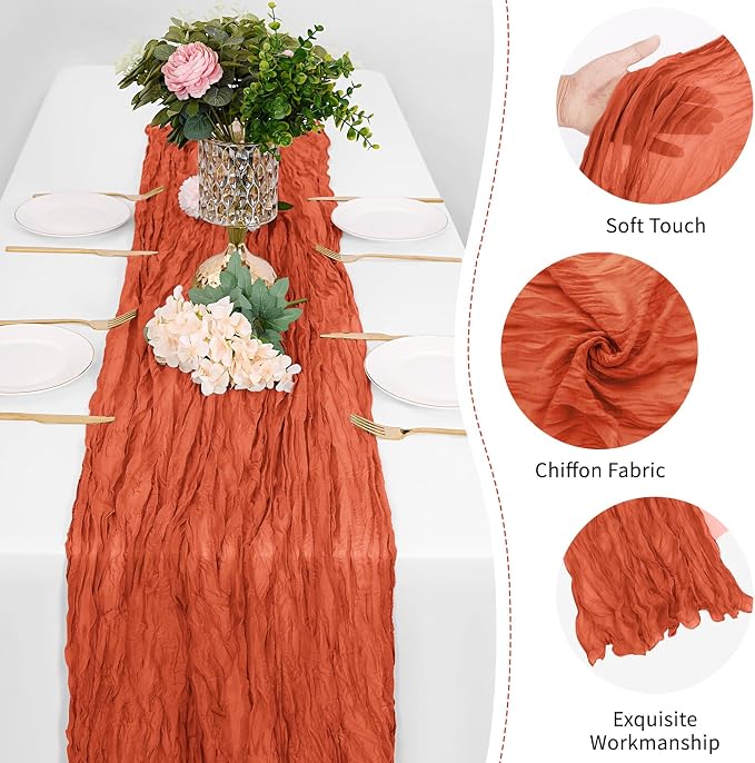 25 Pack Orange Cheesecloth Table Runner 17 x 108 Inch Gauze Table Runner Fabric - Image 5