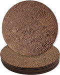 Set of 8 Morgan Faux Leather 4 Inch Round Coasters, Heat & Water Absorbent by Homewear
