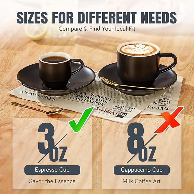 Lareina 3-Ounce Espresso Cups Set of 4, Small Stackable Coffee Cups - Image 6