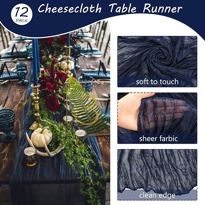 12 Pack 10Ft Cheesecloth Boho Gauze Table Runner - Image 4