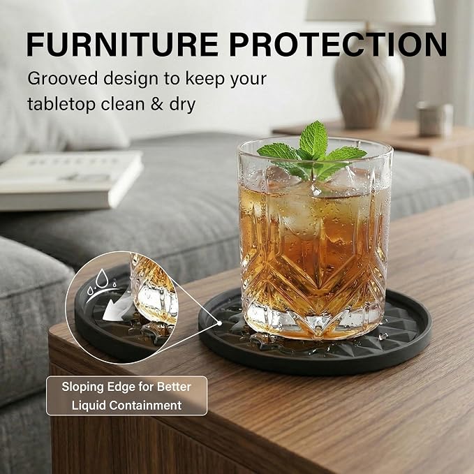 Silicone Drink Coasters Set of 6, Desk Cup Coaster | Prevents - Image 5