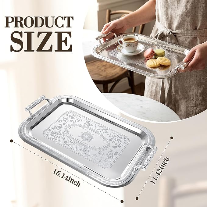 4 Pack Stainless Steel Serving Tray - Image 3