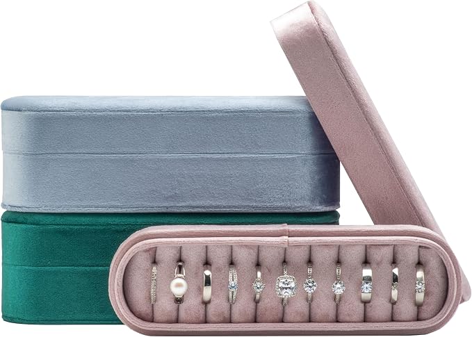 Velvet Small Multiple Ring Box Portable Organizer Display Storage | Travel Case - Image 7