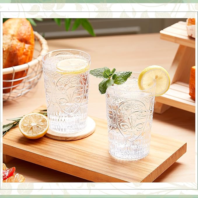 48 Pcs 16 oz Plastic Vintage Drinking Glasses Stemless Ribbed Highball Glasses - Image 4