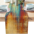 Burnt Orange Farmhouse Table Runner Vintage Abstract Blue and Orange Table by AILUER