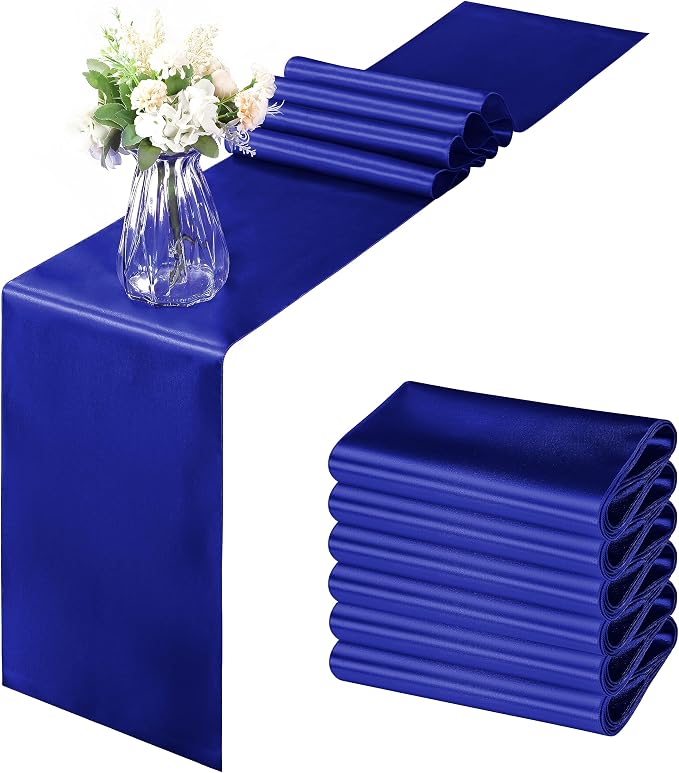 Horbaunal 6 Pack Satin Runners 12 x 108 Inch, Royal Blue | Bright Silky Smooth by Horbaunal