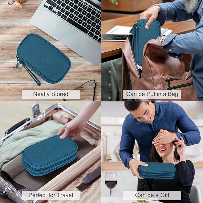 FYY Electronic Organizer, Travel Tech Pouch Bag, Cable Organizer Dark Green | - Image 7