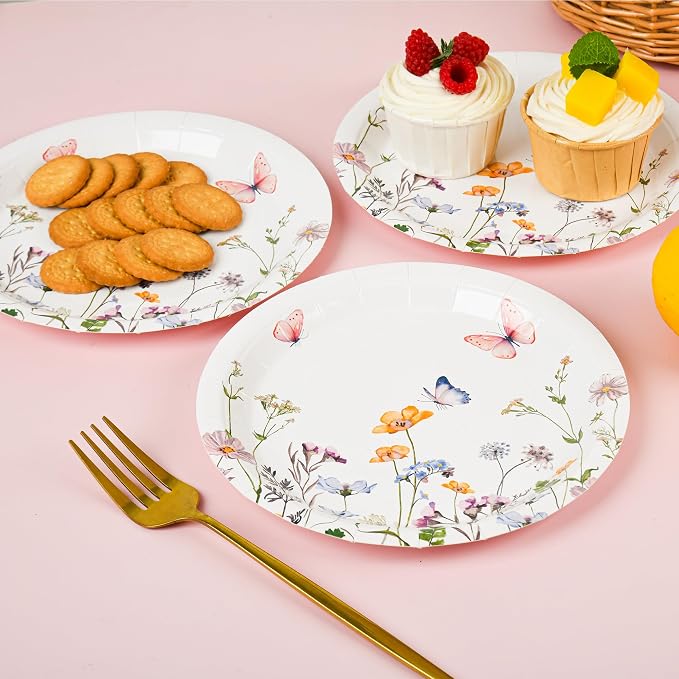 AimFun 48 Pcs Wildflower Paper Plates 9 Inch Disposable Floral Plates | - Image 4