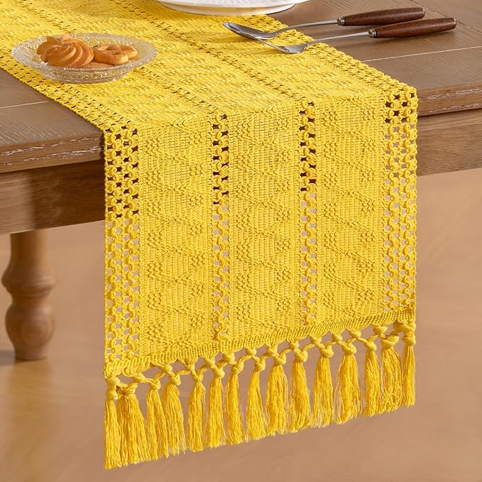 Boho Table Runner Summer Farmhouse Rustic Dining Dresser Scarf Home Decor | - Image 3