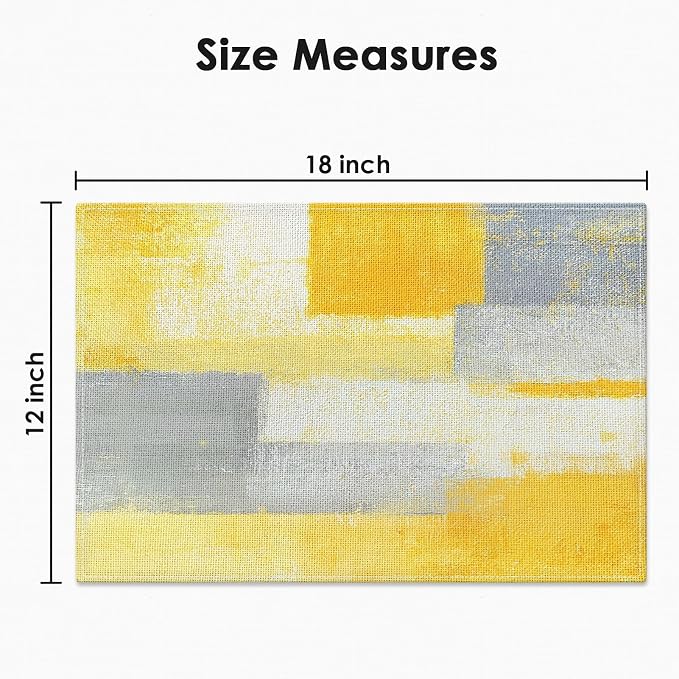 Emvency Farmhouse Placemats Set of 4, 12x18 Inch, Modern Art | Yellow Art - Image 2