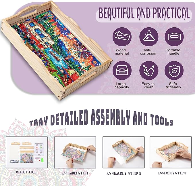 EWJRNSF Diamond Art Kits for Adults Wooden Serving Trays - Image 3